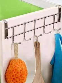 Suporte Cabide C/5 Ganchos De Ferro Organizador Multiuso - Prata - Visão 4