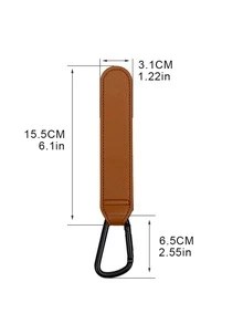 1pc Brown Pu Leather Baby Stroller Hook, Metal Hook Style Multipurpose Hook For Outdoor Use, Durable And Sturdy - Brown - View 5