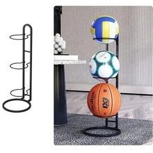 Basketball Storage Rack Three-layer Can Place Soccer With Easy Install Carbon Steel Indoor Household Football Storage Rack In Black And White - Black - View 4