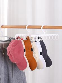 1入組多功能帽架衣架白色塑料掛帽收納架可旋轉帽收納