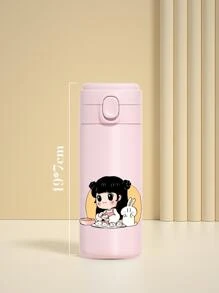 1pc Cute Little Girl Pattern Outdoor Portable Water Cup/Exquisite Coffee Cup Back To School