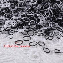 500Pcs Girls Colorful Mini Disposable Rubber Band Hair Ties Suitable For Daily Use - Black and White - View 4
