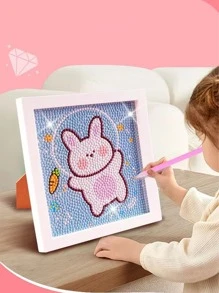 1入組卡通公主水鑽繪畫成套工具帶框架,創意DIY手工製作水鑽繪畫 - 藍色 - 查看 1