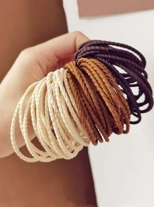 女性經典簡約多色髮圈，適用於日常髮型設計並作為送給朋友的禮物 - 彩色 - 查看 9