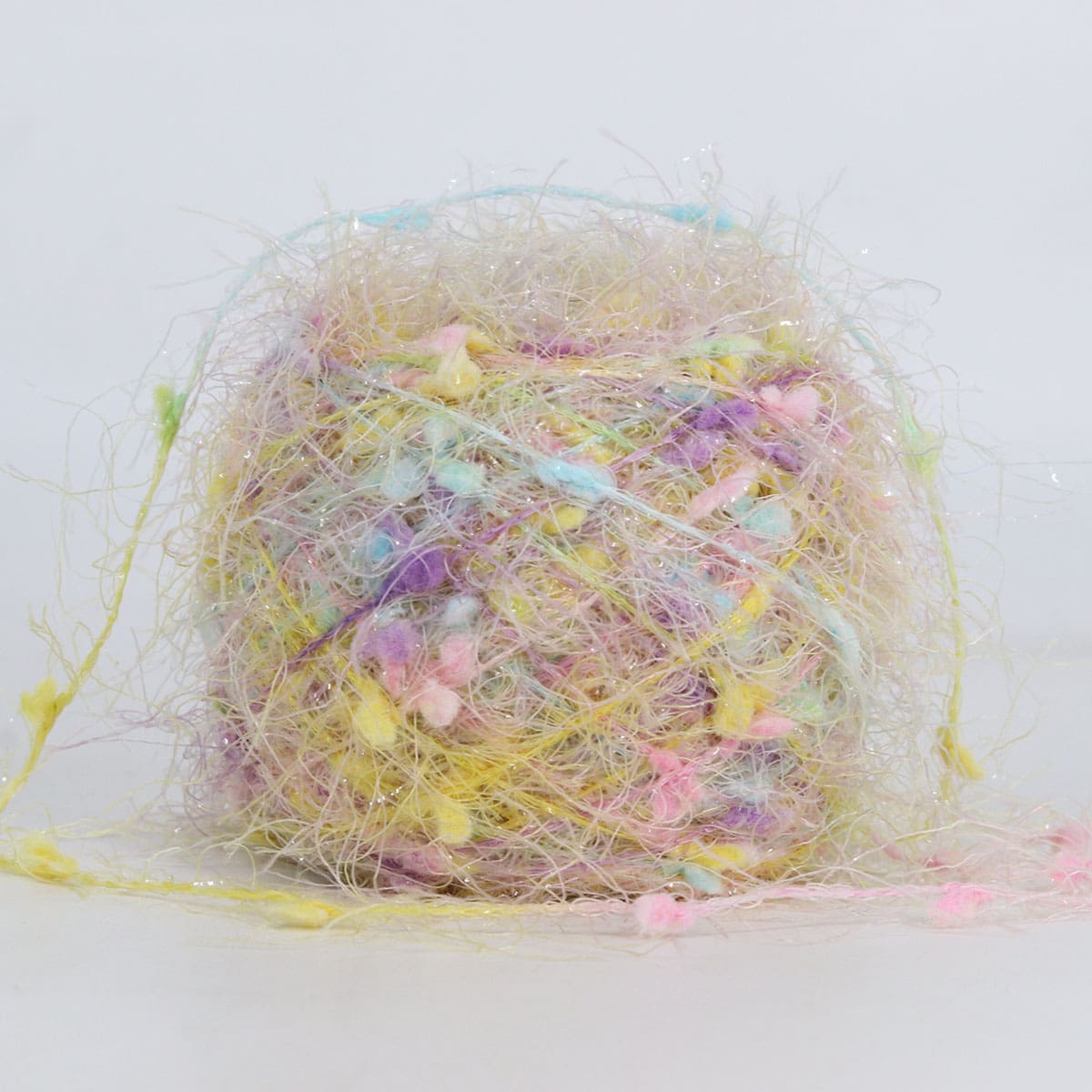 1入特別的紗線羽毛毛球閃亮圍巾披肩夾克袋針織鉤邊線 - 黃綠 - 查看 1