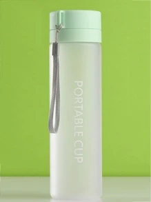 1 Pieza Gran Capacidad Botella De Agua Deportiva Para Exteriores Taza De Plástico Con Acabado Mate Y Correa Portátil - Verde - Ver 6