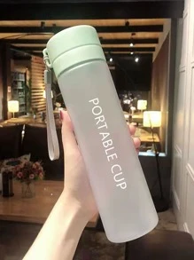 1 Pieza Gran Capacidad Botella De Agua Deportiva Para Exteriores Taza De Plástico Con Acabado Mate Y Correa Portátil - Verde - Ver 2