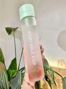 1 Pieza Gran Capacidad Botella De Agua Deportiva Para Exteriores Taza De Plástico Con Acabado Mate Y Correa Portátil - Verde - Ver 3