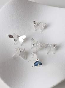 6pcs Silver 3D Butterfly Hair Clip Without Holes Elegant Women's Hair Accessory Claw Clips Hair Claws Hair Barrettes, School Stuff, Hair Accessories, Head Accessories - Silver - View 4