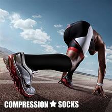 Sports Outdoor Compression Socks For Women & Men Circulation (3 Pairs) Best Support For Athletic Running Cycling - Black - View 2