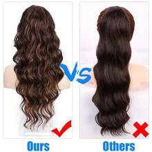 24"長厚密波浪狀彩虹夾馬尾頭髮擴展,自然貼體髮片女性髮片 - Black-brown - 查看 7