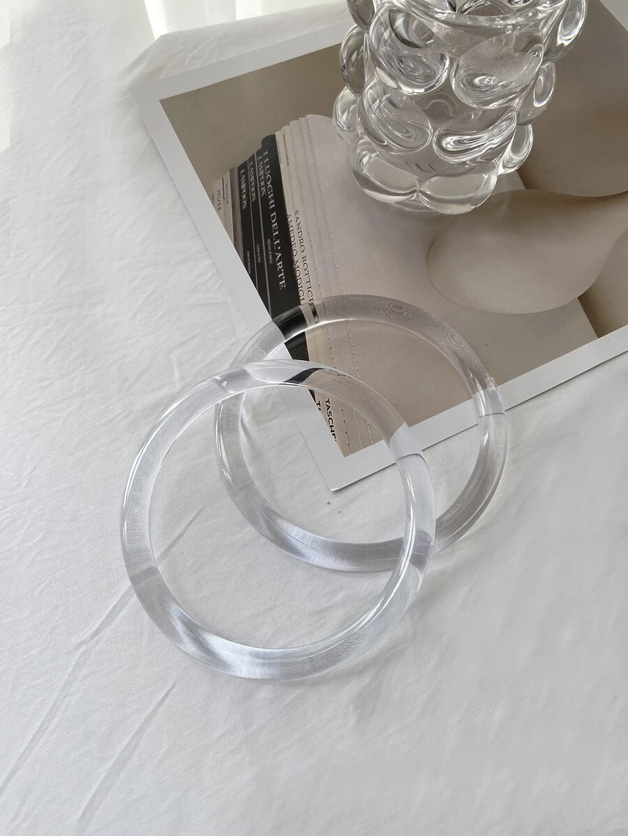 2pcs Transparent Round Acrylic Resin Imitation Bag Handle Diy Accessories - Clear - View 1