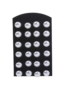 12 cặp Nửa vong Trắng Ngọc trai Giả Bông tai stud Đối với phụ nữ , Qủa tặng - Nhiều màu - Xem 7