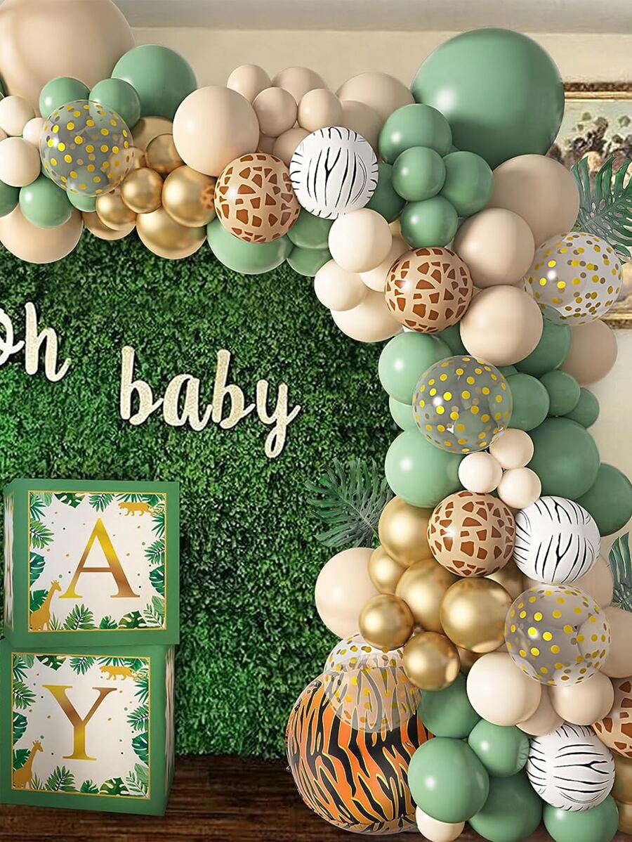 115 peças Retro Sage Green Nude Giraffe Print Balloons Garland Kit para