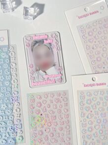 1pc Random Color Laser & Glitter Gradient Transparent Sticker Set With Butterfly, Heart, Moon And Flower Patterns For Bullet Journal, Scrapbooking Diy Decoration Back To School School Supplies - Multicolor - View 4