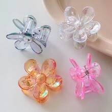 4入組女士彩色透明小花髮卡,簡約風格,適用於日常生活,可愛 - 彩色 - 查看 3