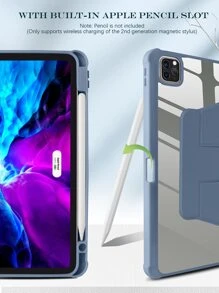 1pc Acrylic trong suốt gấp ba lần với nắp khe cắm bút được xếp lớp bên trong bằng sợi siêu màu đen, có khả năng hấp phụ từ tính, chức năng ngủ và các chế độ giá đỡ đa góc Vỏ bảo vệ máy tính bảng Ipad dành cho doanh nghiệp đơn giản, tương thích với các thiết bị của Apple. - Màu tím - Xem 8