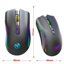 HXSJ 1pc 2.4g Wireless Mouse With Rgb Lighting, Rechargeable, Adjustable 4800dpi, Usb Plug-and-play, Optical Mouse For Gaming, Home And Office