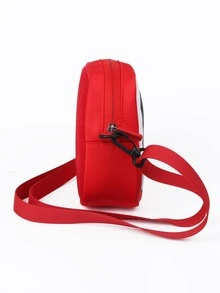 sheemeet 1個女孩用聚酯纖維拉鍊式斜背/肩背包,3-12歲,可愛,簡單,輕巧,實用,vroom汽車印花圖案 - 紅色 - 查看 3