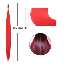 20根彩虹合成i型發片假色彩粉紅色髮飾配件,女性款式不帶夾子 - 紅色 - 查看 4