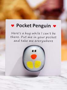 1入組迷你企鵝擁抱動物賀卡,小企鵝裝飾鼓勵賀卡,適用於生日、派對、婚禮 - 彩色 - 查看 1