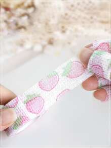 3 pièces/lot Bandage élastique auto-adhésif non tissé respirant avec motif de fruits de couleur aléatoire pour salon de manucure pour femmes, filles, enfants. Conception d'ongles DIY pour salon à domicile, fournitures pour ongles, outils pour ongles, outils pour nail art, rentrée scolaire, ongles, outils pour faux ongles