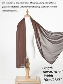 1入組素色雪紡泡泡圍巾,女士時尚柔軟長款頭覆蓋頭紗圍巾 - 咖啡棕 - 查看 3