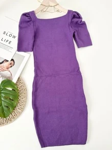 Women Sweater Dresses - Màu tím - Xem 4