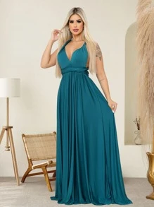 Women Dresses - Màu xanh lá cây đậm - Xem 3