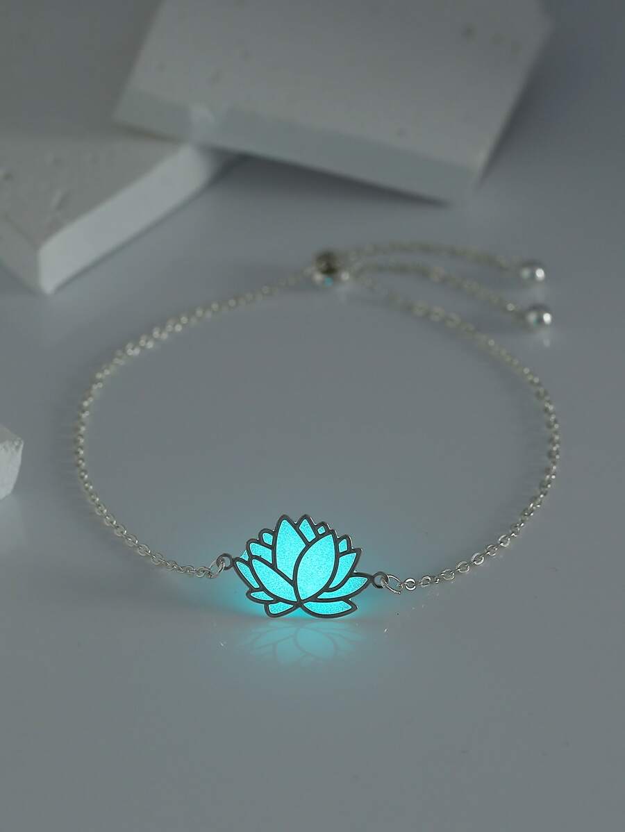 1 chiếc vòng tay có thể điều chỉnh phát sáng trong bóng tối hình cây sự sống (Cần được sạc bằng ánh sáng để phát sáng, sẽ không phát sáng nếu không có ánh sáng) - Bạc - Xem 1