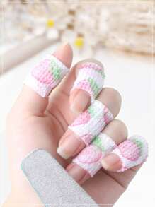 3 pièces/lot Bandage élastique auto-adhésif non tissé respirant avec motif de fruits de couleur aléatoire pour salon de manucure pour femmes, filles, enfants. Conception d'ongles DIY pour salon à domicile, fournitures pour ongles, outils pour ongles, outils pour nail art, rentrée scolaire, ongles, outils pour faux ongles