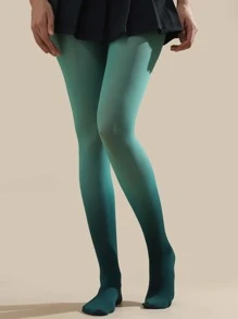 1pc Green Gradient Colored Tights, Pure Temptation Style, Velvet Texture, Suitable For Summer And Winter, Millennial Niche Fishnets - Multicolor - View 5