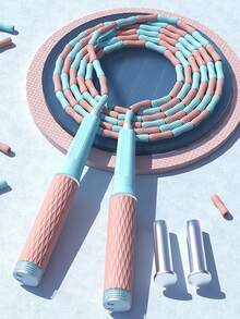 1個帶有竹子設計手柄的兒童健身加重跳繩