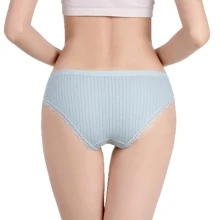 6pcs Mixed Color Women's Underwear, Anti-bacterial Lace Trimmed Bowknot Briefs, Solid Color Triangle Panties For Women - Multicolor - View 5