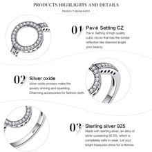 WOSTU 1 pieza 100% Genuino Anillo de Plata de Ley 925 con 2 Colores Zirconia Cúbica Redonda Transparente Eterna para Mujeres, Joyería de Plata Auténtica SCR112