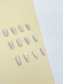 24pcs Long Coffin-Shaped Light Pink Cat Eyes Suitable For Women And Girls, Transparent, Shiny, And Fast Pressing To Wear Detachable Nail Patches, 1 Piece Of Jelly Glue, And 1 File Strip Press On Nails Nail Supplies - Multicolor - View 3