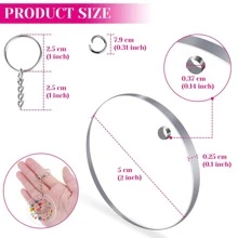 10 Bộ Màu bạc Dạng hình tròn Acrylic trong suốt Móc chìa khóa Bộ dụng cụ Bao gồm Acrylic Trống Móc chìa khóa , , Hoàn hảo Đối với DIY Vinyl Dự án - bạc - Xem 2