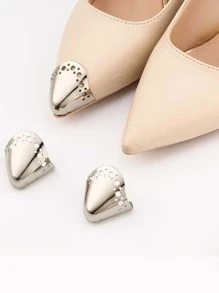 1 Par De Puntera Para Zapatos, Accesorios Metálicos Contra El Desgaste Para Protección De Zapatos De Punta - Plateado - Ver 1