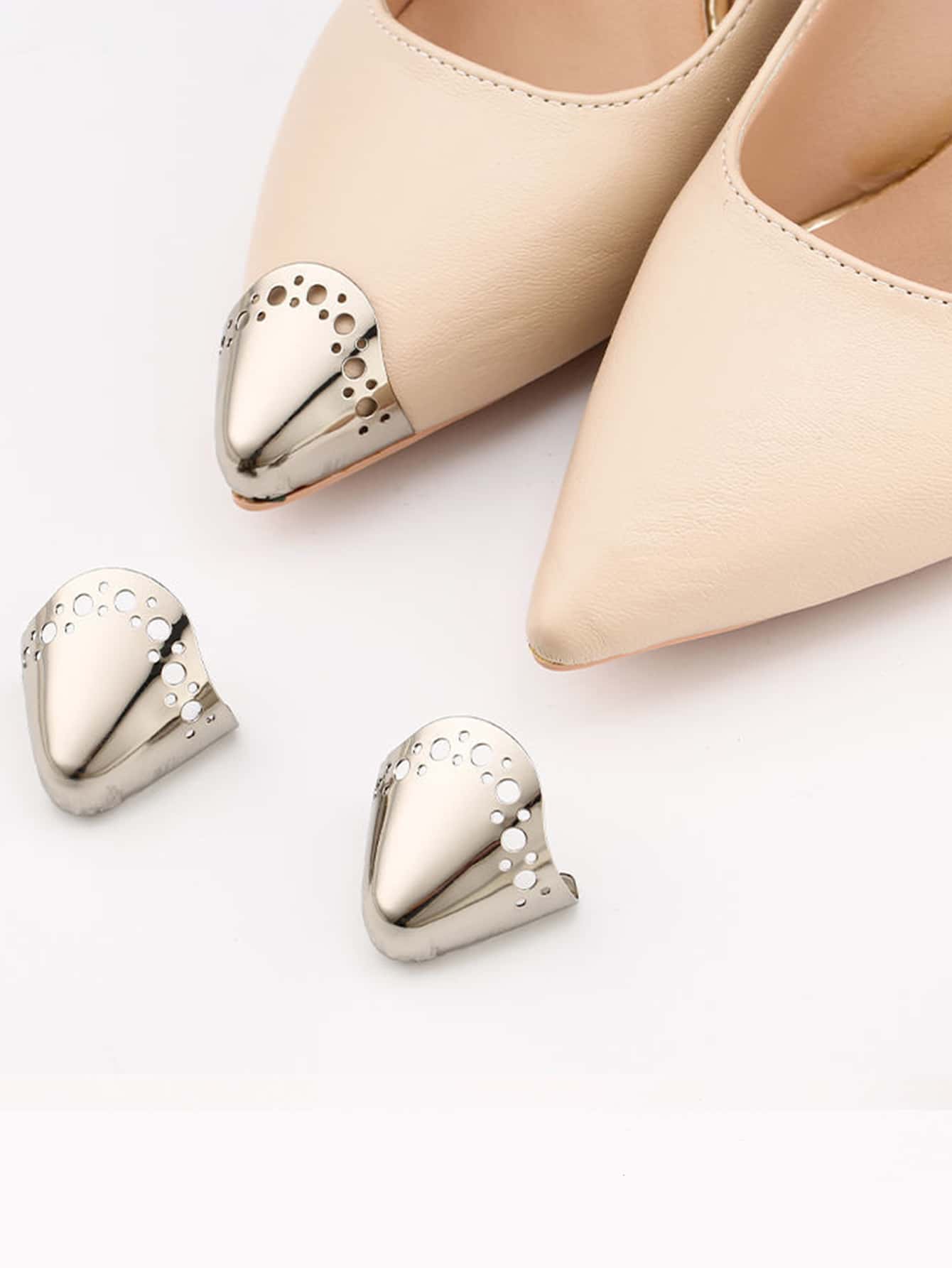 1 Par De Puntera Para Zapatos, Accesorios Metálicos Contra El Desgaste Para Protección De Zapatos De Punta - Plateado - Ver 1