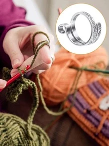 1入組鉤針手指環調節鉤針織環,開放式線引導指夾織物套 - 銀色 - 查看 2