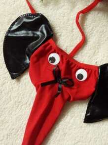 1入組男士性感大象丁字褲丁字背 - 酒紅色 - 查看 3