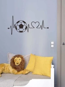 1入組黑色愛心足球pvc自粘貼紙,家居房間牆壁裝飾或壁紙 - 黑色 - 查看 5