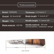 1 Pc High Quality Fixed Blade Knife Hunting Camping Knife Fishing Knife Portable Pocket Knife With Leather Sheath - Black - View 6