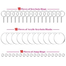 10 Bộ Màu bạc Dạng hình tròn Acrylic trong suốt Móc chìa khóa Bộ dụng cụ Bao gồm Acrylic Trống Móc chìa khóa , , Hoàn hảo Đối với DIY Vinyl Dự án - bạc - Xem 6