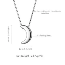 1入組微小月亮項鍊適合女士男士,時尚極簡小新月吊墜首飾類,925純銀精細項鍊吊墜適用於男孩女孩約會生日禮物日常穿著裝飾用品