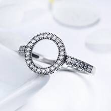 WOSTU 1 pieza 100% Genuino Anillo de Plata de Ley 925 con 2 Colores Zirconia Cúbica Redonda Transparente Eterna para Mujeres, Joyería de Plata Auténtica SCR112