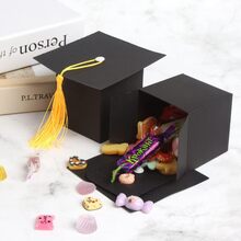 10入組畢業帽禮盒,甜點餅乾巧克力禮物用禮盒,適用於畢業典禮派對 - 黑色 - 查看 3