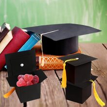 10入組畢業帽禮盒,甜點餅乾巧克力禮物用禮盒,適用於畢業典禮派對 - 黑色 - 查看 2