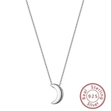 1入組微小月亮項鍊適合女士男士,時尚極簡小新月吊墜首飾類,925純銀精細項鍊吊墜適用於男孩女孩約會生日禮物日常穿著裝飾用品