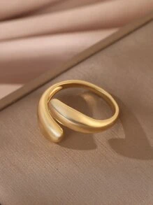 1pc Copper Vintage Open Teardrop Ring, Perfect For Dating Gift - Yellow Gold - View 5